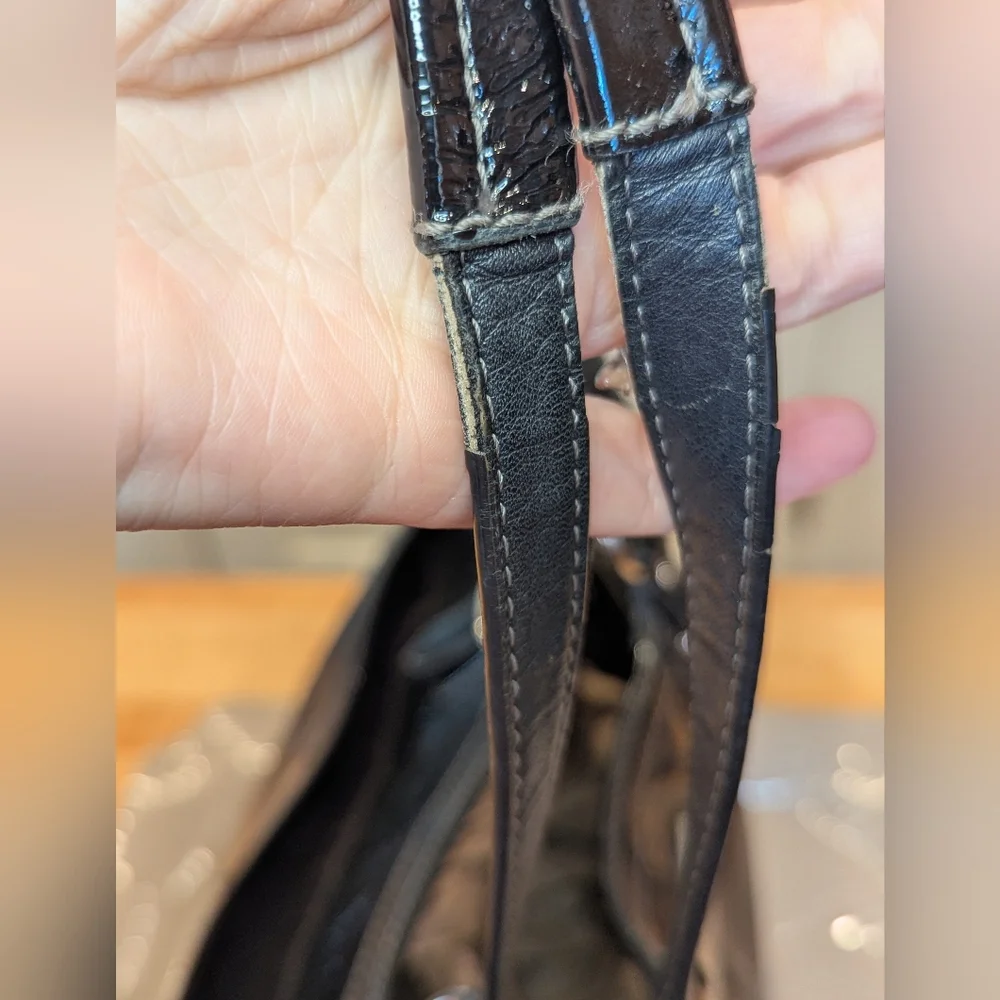 Coach Gallery Embossed Black Patent Leather Tote Bag EUC - Picture 10 of 11